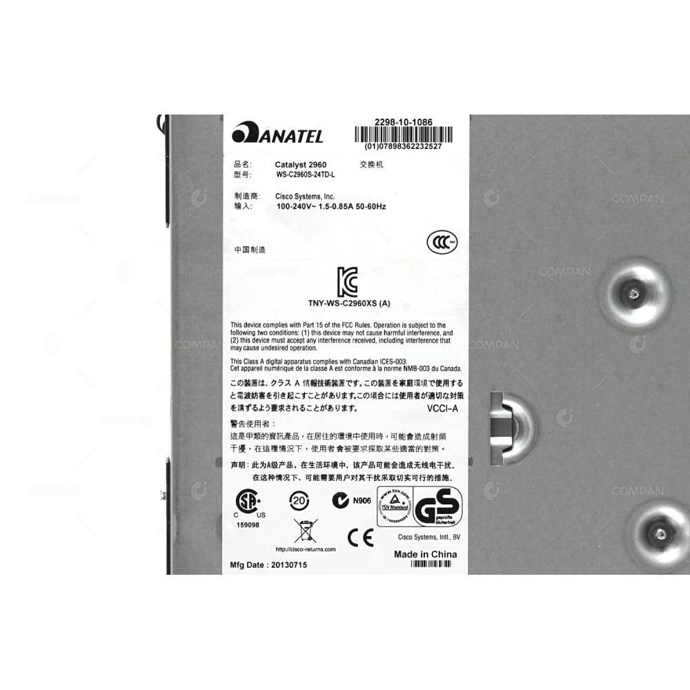 WS-C2960S-24TD-L CISCO CATALYST 2960S 24 PORT 1GB ETHERNET 2 PORT 10GB SFP+ SWITCH WS-C2960S-24TD-L -
